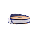 1" Wired Dupioni Ribbon | White w/ Navy Blue Piping and Backing | 10 Yard Roll