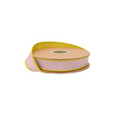 1" Wired Dupioni Ribbon | Light Pink w/ Green Piping and Backing | 10 Yard Roll