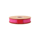 1" Wired Dupioni Ribbon | Hot Pink w/ Red Piping Backing | 10 Yard Roll