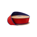 1 1/2" Wired Dupioni Ribbon | Red w/ Navy Blue Backing | 10 Yard Roll
