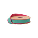 1" Wired Dupioni Ribbon | Green w/ Hot Pink Piping and Backing | 10 Yard Roll