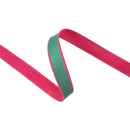 1" Wired Dupioni Ribbon | Green w/ Hot Pink Piping and Backing | 10 Yard Roll