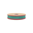 1" Wired Dupioni Ribbon | Green w/ Hot Pink Piping and Backing | 10 Yard Roll