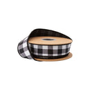 1 1/2" Wired Dupion Ribbon | Black Checks w/ Black Backing | 10 Yard Roll