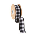 1 1/2" Wired Dupion Ribbon | Black Checks w/ Black Backing | 10 Yard Roll