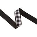 1 1/2" Wired Dupion Ribbon | Black Checks w/ Black Backing | 10 Yard Roll