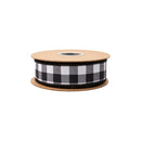 1 1/2" Wired Dupion Ribbon | Black Checks w/ Black Backing | 10 Yard Roll
