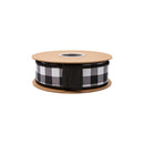 1 1/2" Wired Dupion Ribbon | Black Checks w/ Black Backing | 10 Yard Roll
