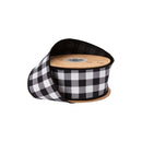 2 1/2" Wired Dupioni Ribbon | Black Checks w/ Black Backing | 10 Yard Roll