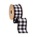 2 1/2" Wired Dupioni Ribbon | Black Checks w/ Black Backing | 10 Yard Roll