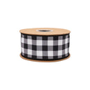 2 1/2" Wired Dupioni Ribbon | Black Checks w/ Black Backing | 10 Yard Roll