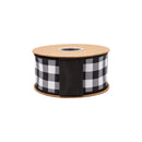 2 1/2" Wired Dupioni Ribbon | Black Checks w/ Black Backing | 10 Yard Roll