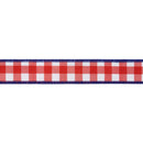 1 1/2" Wired Dupioni Ribbon | Red Checks w/ Navy Blue Backing | 10 Yard Roll