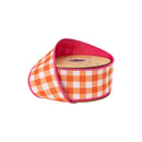 2 1/2" Wired Dupioni Ribbon | Red Checks w/ Hot Pink Backing | 10 Yard Roll