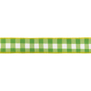 1 1/2" Wired Dupioni Ribbon | Green Checks w/ Yellow Backing | 10 Yard Roll