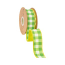 1 1/2" Wired Dupioni Ribbon | Green Checks w/ Yellow Backing | 10 Yard Roll