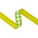1 1/2" Wired Dupioni Ribbon | Green Checks w/ Yellow Backing | 10 Yard Roll