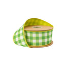 2 1/2" Wired Dupioni Ribbon | Green Checks w/ Lime Green Backing | 10 Yard Roll
