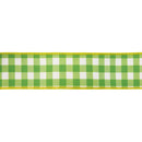 2 1/2" Wired Dupioni Ribbon | Green Checks w/ Yellow Backing | 10 Yard Roll