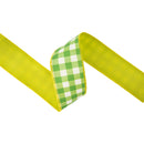 2 1/2" Wired Dupioni Ribbon | Green Checks w/ Yellow Backing | 10 Yard Roll
