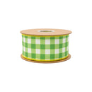 2 1/2" Wired Dupioni Ribbon | Green Checks w/ Yellow Backing | 10 Yard Roll