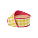 2 1/2" Wired Dupioni Ribbon | Lime Checks w/ Hot Pink Backing | 10 Yard Roll