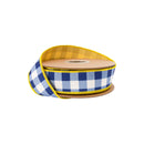 1 1/2" Wired Dupioni Ribbon | Blue Checks w/ Yellow Backing | 10 Yard Roll