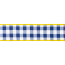 2 1/2" Wired Dupioni Ribbon | Blue Checks w/ Yellow Backing | 10 Yard Roll