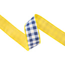2 1/2" Wired Dupioni Ribbon | Blue Checks w/ Yellow Backing | 10 Yard Roll