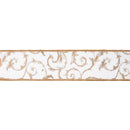 2 1/2" Wired Jacquard Ribbon | Metallic Scroll on Ivory w/ Gold Metallic Dupioni-fused Backing | 10 Yard Roll
