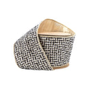 4" Wired Ribbon Black/Ivory/Gold Jacquard Tweed Gold Dupioni-fused Backing | 10 Yard Roll