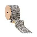 4" Wired Ribbon Black/Ivory/Gold Jacquard Tweed Gold Dupioni-fused Backing | 10 Yard Roll