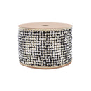 4" Wired Ribbon Black/Ivory/Gold Jacquard Tweed Gold Dupioni-fused Backing | 10 Yard Roll