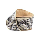 2 1/2" Wired Ribbon Black/Ivory/Gold Jacquard Tweed Gold Dupioni-fused Backing | 10 Yard Roll