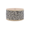 2 1/2" Wired Ribbon Black/Ivory/Gold Jacquard Tweed Gold Dupioni-fused Backing | 10 Yard Roll