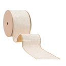 4" Wired Jacquard Ribbon | Ivory/Gold w/ Gold Dupioni-fused Backing | 10 Yard Roll