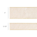 4" Wired Jacquard Ribbon | Ivory/Gold w/ Gold Dupioni-fused Backing | 10 Yard Roll