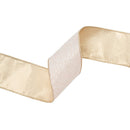 4" Wired Jacquard Ribbon | Ivory/Gold w/ Gold Dupioni-fused Backing | 10 Yard Roll