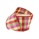 4" Wired Ribbon | Green/Pink/Red Check | 10 Yard Roll
