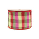 4" Wired Ribbon | Green/Pink/Red Check | 10 Yard Roll