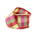 2 1/2" Wired Ribbon | Green/Pink/Red Check | 10 Yard Roll