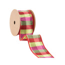 2 1/2" Wired Ribbon | Green/Pink/Red Check | 10 Yard Roll