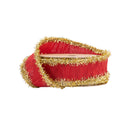 1" Wired Dupioni Ribbon | Red w/ Gold Tinsel Edging | 10 Yard Roll