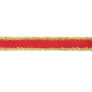 1" Wired Dupioni Ribbon | Red w/ Gold Tinsel Edging | 10 Yard Roll