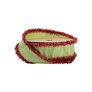 1" Wired Dupioni Ribbon | Green Apple w/ Red Tinsel Edging | 10 Yard Roll