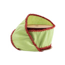 2 1/2" Wired Dupioni Ribbon | Green Apple w/ Red Tinsel Edging | 10 Yard Roll