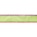 2 1/2" Wired Dupioni Ribbon | Green Apple w/ Red Tinsel Edging | 10 Yard Roll