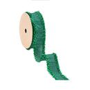 1" Wired Dupioni Ribbon | Dark Green w/ Dark Green Tinsel Edging | 10 Yard Roll