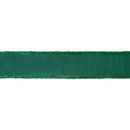 2 1/2" Wired Dupioni Ribbon | Dark Green w/ Dark Green Tinsel Edging | 10 Yard Roll