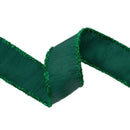 2 1/2" Wired Dupioni Ribbon | Dark Green w/ Dark Green Tinsel Edging | 10 Yard Roll